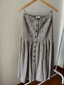 MNG Beige &amp; Black Gingham Checked A-line Skirt