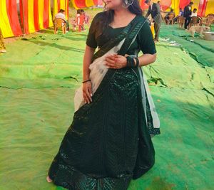 Emerald Green Sequin Lehenga