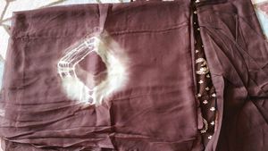 Brown Printed Dress Material