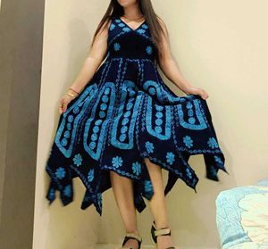 Boho Chic Blue Floral Dress