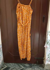 Orange Jumpsuit With Attached Belt