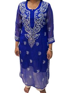 Elegant Blue Mirror Work Embroidered Kurta
