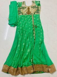 Green Embroidered Anarkali Suit