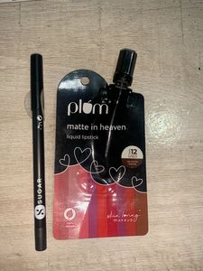 Plum Matte Lipstick & Sugar Eyeliner