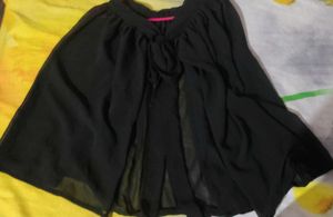 Sheer Black Tie-Front Skirt