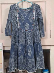 Elegant Blue Printed Short Kurta