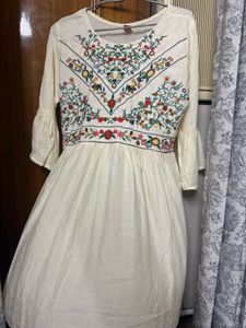 Embroidered White Dress