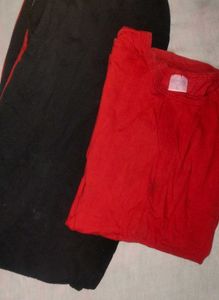 Kids' Red Tee & Black Pants Set