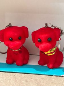 2 Cute Red Dogs Toy And Keychain