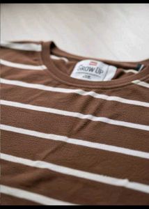 Striped Brown T-Shirt for men (L)