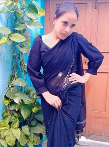 😍Mahrom SAREE , Black Sare , Pink Nighty
