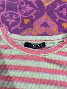 Striped Drawstring T-Shirt