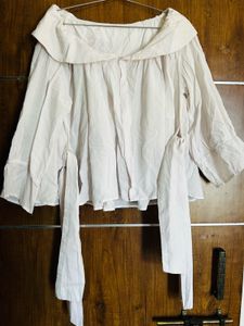 White Flared Kediya Style Baby Collar Shirt