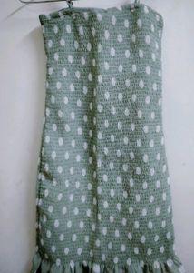 Mind Green &amp; white Geometric print smoked Dress
