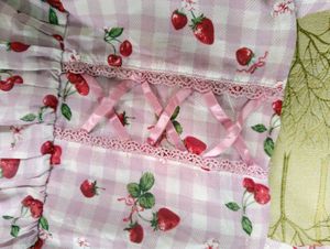 Girls Lavender Lolita Cherry Checkered Dress