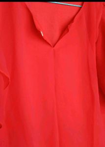 ❤️ Elegant Red Net Half-Sleeve Top for Women ❤️