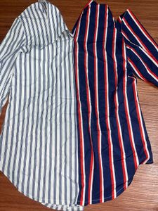 y2k fitted Striped Colorblock Top