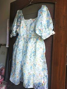Floral Puff Sleeve Organza Dress