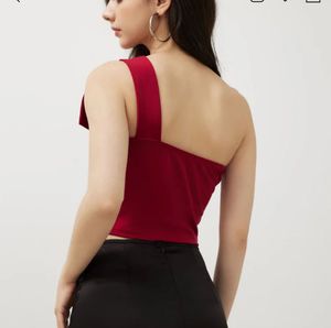 Chic Red One-Shoulder Top