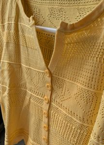 Yellow Net Crop Top