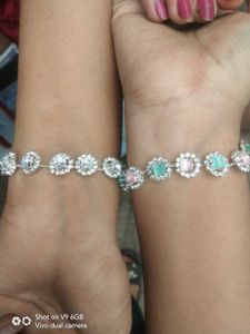 Rhinestone and Pastel Gem Bracelets - Set of Two