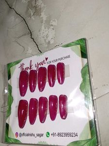Press-on Nails - Magenta Glitter