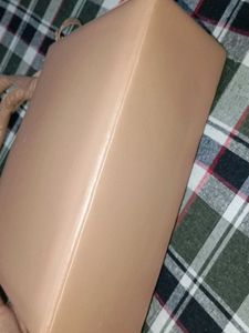 Beige Structured Satchel Bag