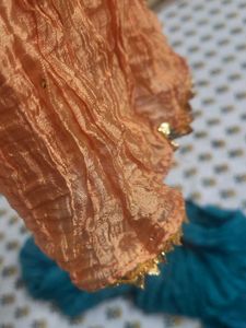 Orange Semisilk Crushed Dupatta