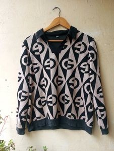 Patterned Collared T-Shirt Top (Women)