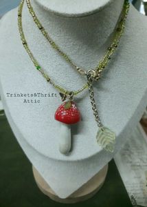 Magical Forest Clay Mushroom beaded necklace