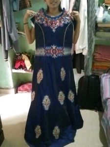 Embroidered Navy Blue Gown