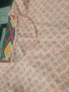 Peach Embroidered Kurta