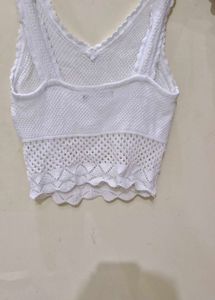 Womens White Crop Top .