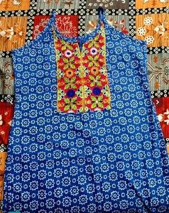 Blue cotton Kurta Set