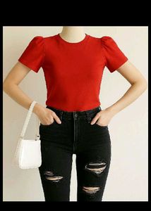 Forever 21 Red Puff Sleeve Top