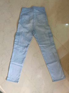 Light Wash Denim Cargo Jeans