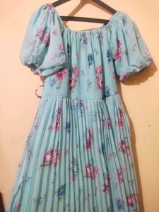 Floral Print Maxi Dress With Black Belt