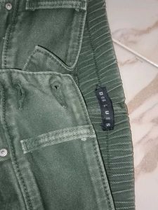 Olive Green Straight Jeans