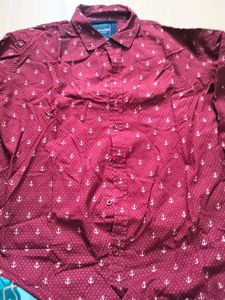 Maroon Anchor Print Shirt
