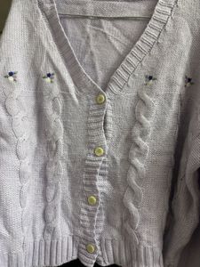 Lavender Cable-Knit Floral Cardigan💜