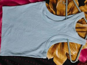 Blue Ribbed Tank Top