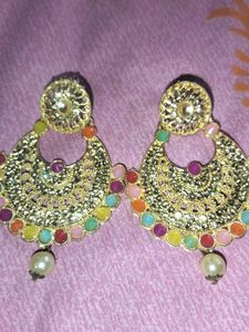 Colorful Chandbali Earrings