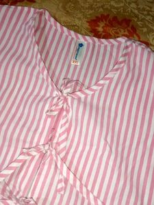 Pink Striped Tie Top