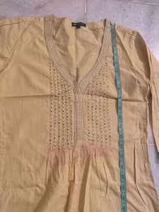 Yellow Embroidered Yoke Tunic Dress/Kurta