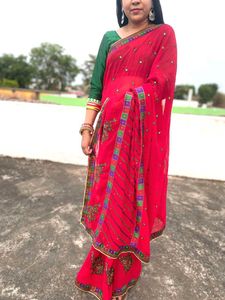 Elegant Pink Embroidered Saree