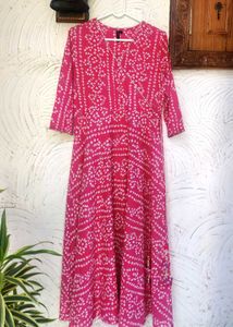 💓 Pink Anarkali Kurta with Side Dori