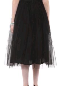Solid Women A-line Netted Black Skirt