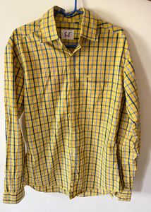 Yellow Shirt With Blue Colour Checked