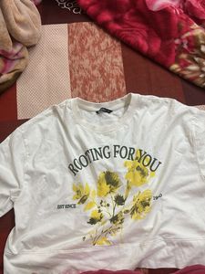 Floral Graphic Print White T-Shirt