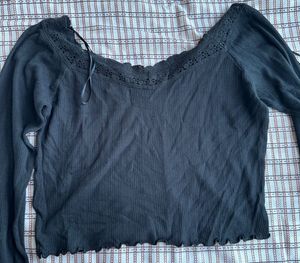 Black Lace Trim Top